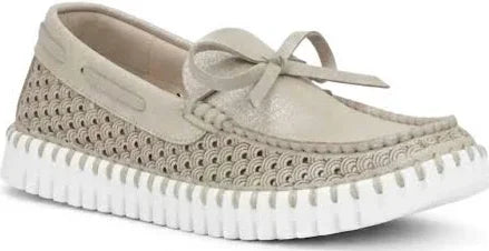 Ilse Jacobsen Silver Metallic Loafer W/ Laces 3083