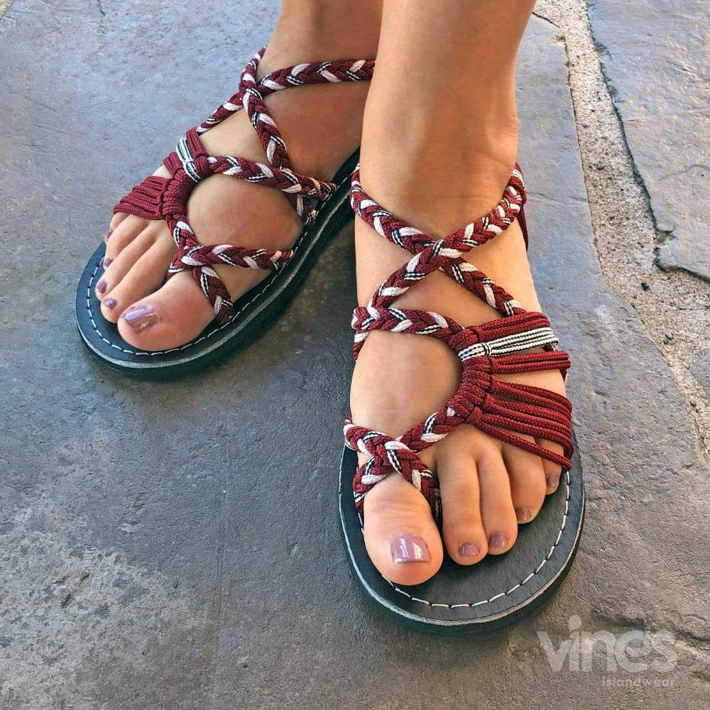Vines Sandals - Spirit X showcasing stylish maroon beach footwear perfect for trendy coastal style.