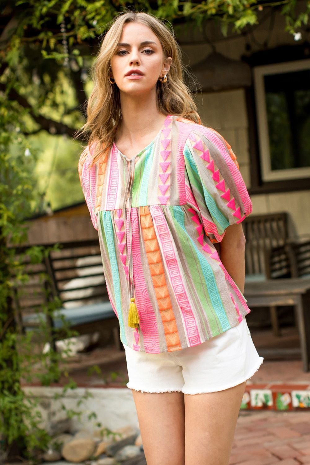 Dana Top featuring vibrant colors and trendy coastal style, perfect for summer outfits Texas from Raggdoll Boutique.