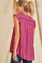 PLUS SAVANNA JANE MAGENTA EMBROIDERED TOP view from the back, trendy coastal style, Raggdoll Boutique.