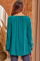 SAVANNA JANE TEAL EMBROIDERED TOP back view, perfect for coastal fashion boutique styles.