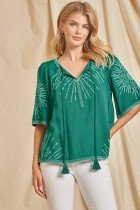 TEAL EMBROIDERED TOP from Raggdoll Boutique, perfect for trendy coastal style and summer outfits Texas.