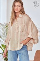 PLUS CHAMPAGNE TOP in soft fabric, perfect for trendy coastal style from Raggdoll Boutique, for summer outfits Texas.
