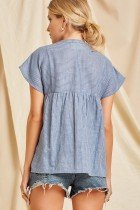 DENIM/WHITE EMBROIDERED TOP back view, trendy coastal style, Raggdoll Boutique summer outfits Texas.
