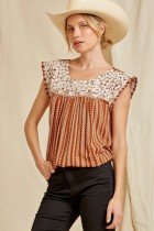 SAVANNA JANE RUST EMBROIDERED TOP from Raggdoll Boutique in trendy coastal style for summer outfits Texas.
