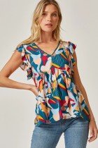 TEAL FLORAL TOP from Raggdoll Boutique, ideal for women’s clothing in Port Aransas, trendy coastal style.