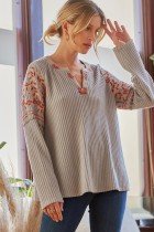 SAVANNA JANE GREY/RUST TOP styled in trendy coastal fashion at Raggdoll Boutique.