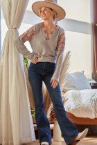 SAVANNA JANE GREY/RUST TOP worn with jeans, perfect for summer outfits Texas from Raggdoll Boutique.