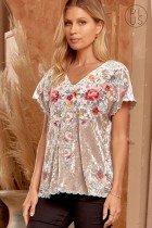 PLUS SAVANNA JANE VELVET EMBROIDERED TOP from Raggdoll Boutique in trendy coastal style, perfect for summer outfits Texas.