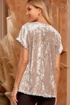 PLUS SAVANNA JANE VELVET EMBROIDERED TOP back view showing stylish velvet texture, available at Raggdoll Boutique.