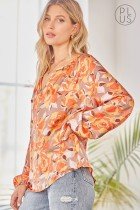 TAUPE, RUST, GOLD FLORAL TOP from Raggdoll Boutique, perfect for summer outfits Texas and trendy coastal style.