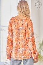 Back view of TAUPE, RUST, GOLD FLORAL TOP from Raggdoll Boutique showcasing trendy coastal style.