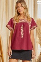 PLUS SAVANNA JANE WINE AND TAUPE TOP featured at Raggdoll Boutique, perfect for trendy coastal style and summer outfits Texas.