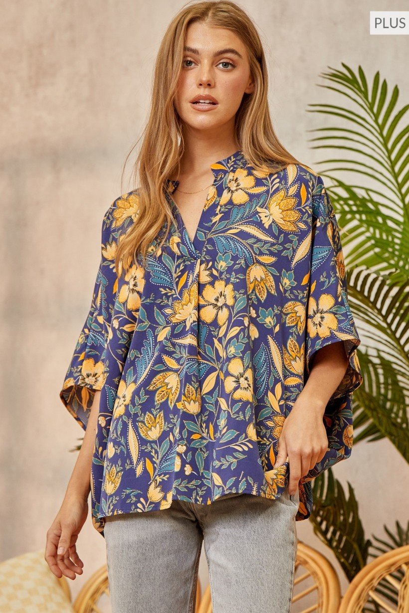 ROYAL PLUS EMILY WONDER TOP in vibrant floral pattern, perfect for summer outfits at Raggdoll Boutique.