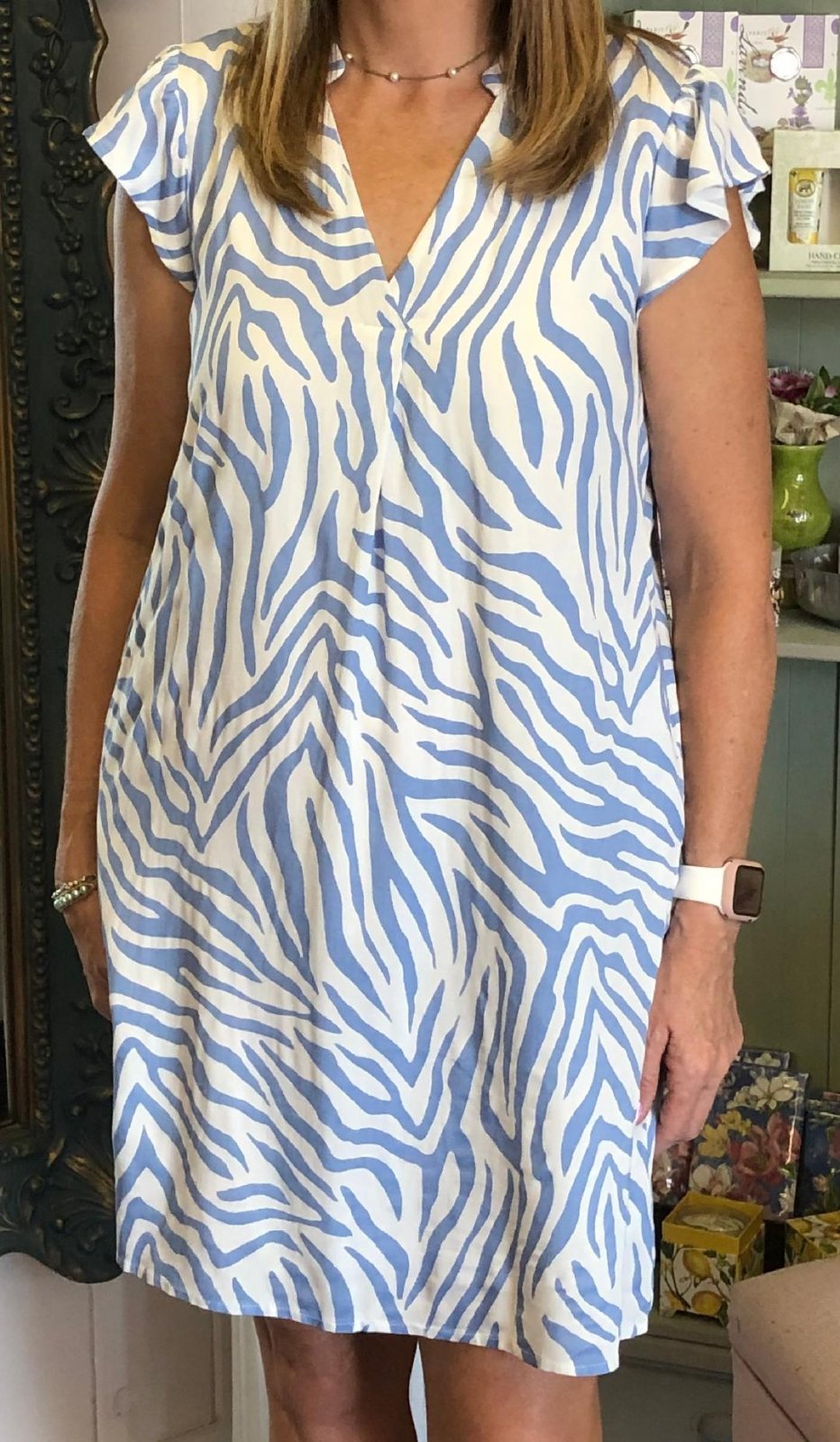 BLUE ME AWAY BLUE AND WHITE DRESS from Raggdoll Boutique showcasing trendy coastal style.