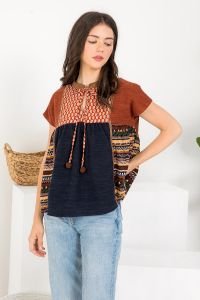 MIXED PRINT TOP from Raggdoll Boutique, showcasing trendy coastal style for summer outfits Texas.