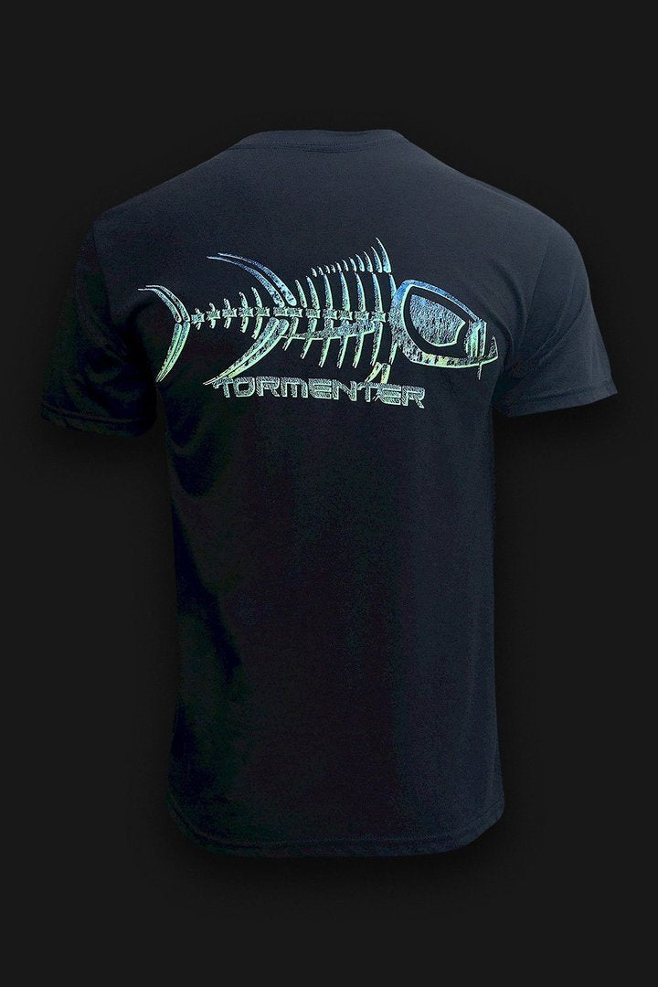 Tormenter Mahi Skin Men's Fishing T-Shirt Black featuring a stylish fish graphic, perfect for coastal fashion enthusiasts.