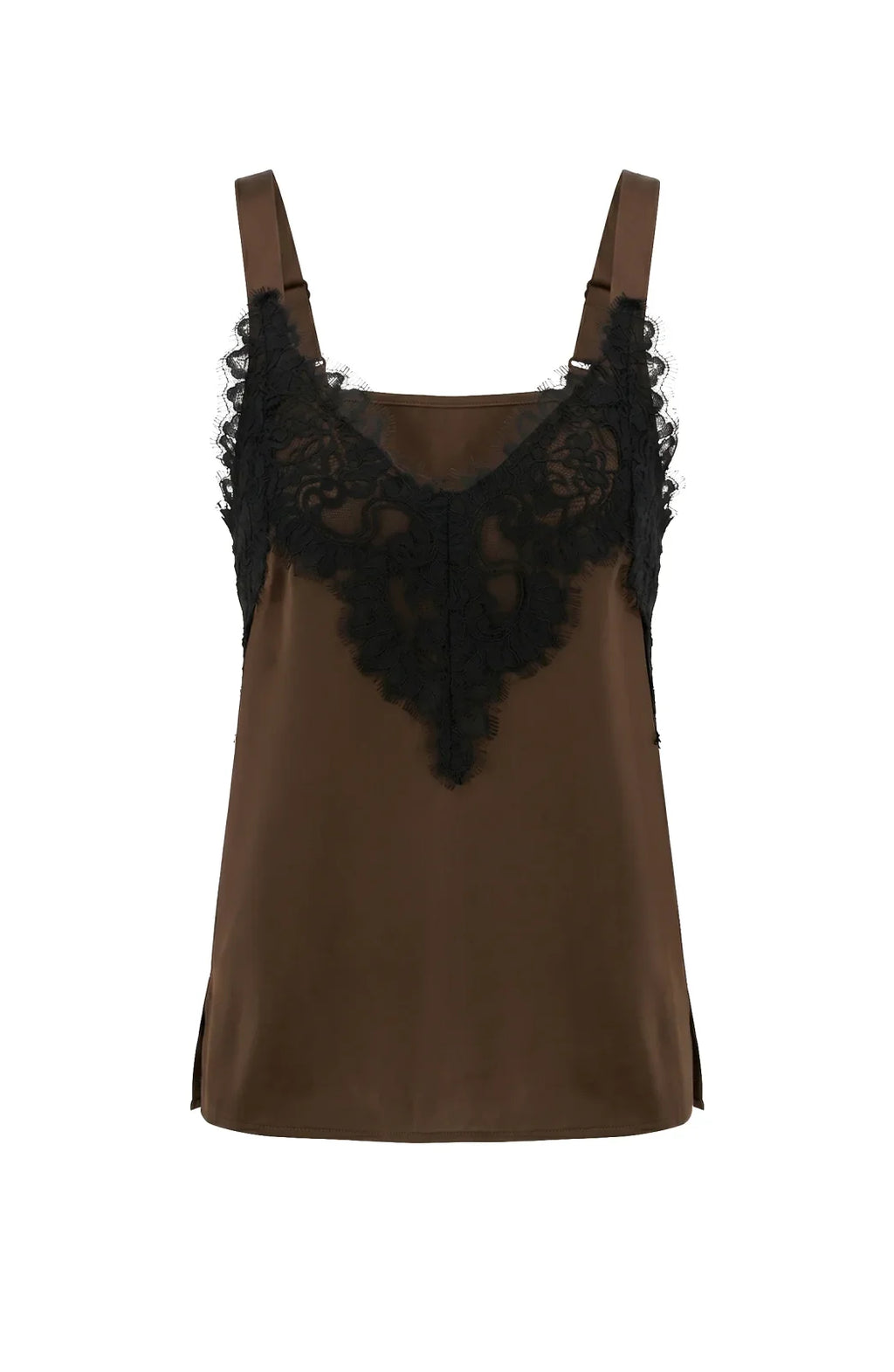 LP -Sleeveless Top W/ Lace- Expresso