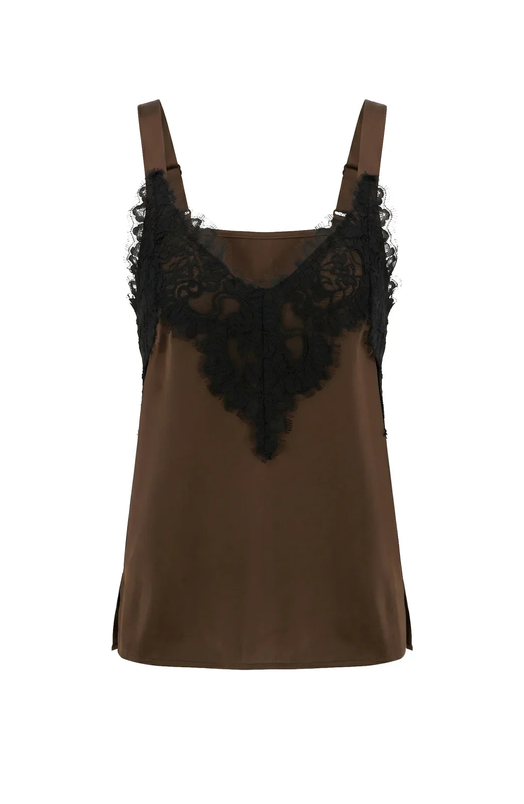 LP -Sleeveless Top W/ Lace- Expresso