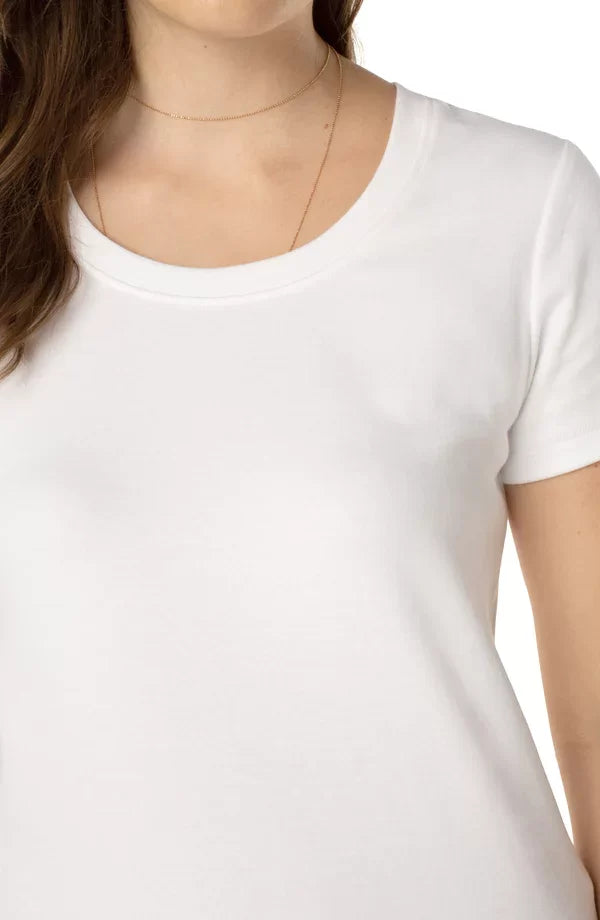LIVERPOOL SCOOP NECK WHITE TEE from Raggdoll Boutique, perfect for layering or worn alone, ideal summer outfit.