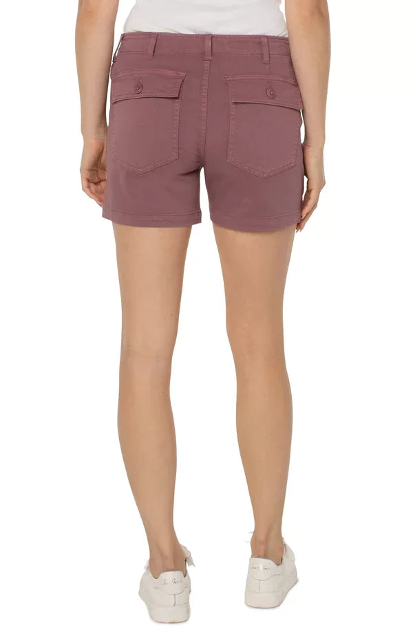 LIVERPOOL VICTORIAN MAUVE UTILITY SHORT back view on model, trendy coastal style from Raggdoll Boutique.