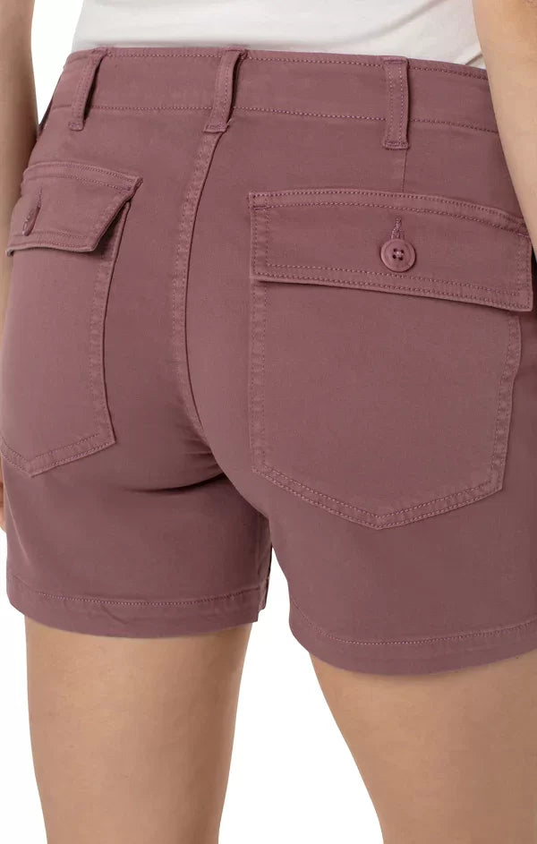 LIVERPOOL VICTORIAN MAUVE UTILITY SHORT back view showcasing pockets, trendy coastal style from Raggdoll Boutique.