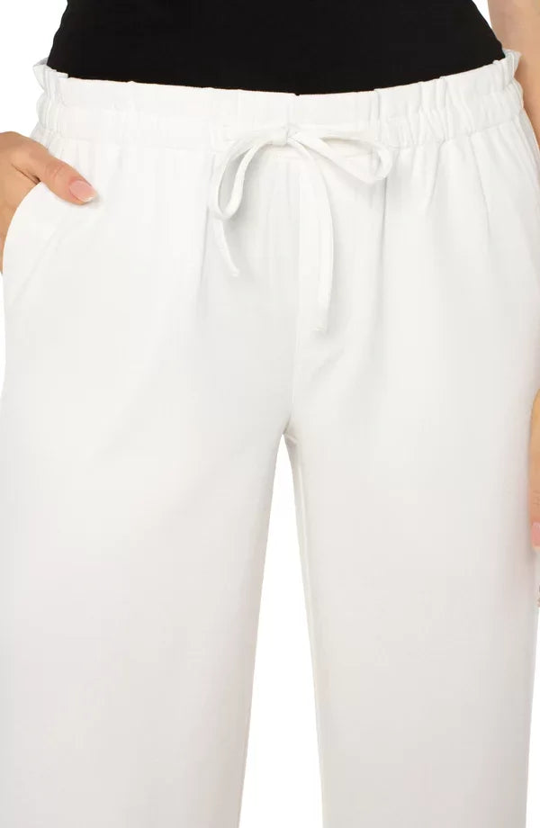 LIVERPOOL WHITE TIE WAIST PANTS featuring elastic waistband and slant front pockets from Raggdoll Boutique.