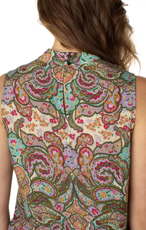 LIVERPOOL PAISELY BORDER PRINT SLEEVELESS TOP with vibrant paisley design from Raggdoll Boutique