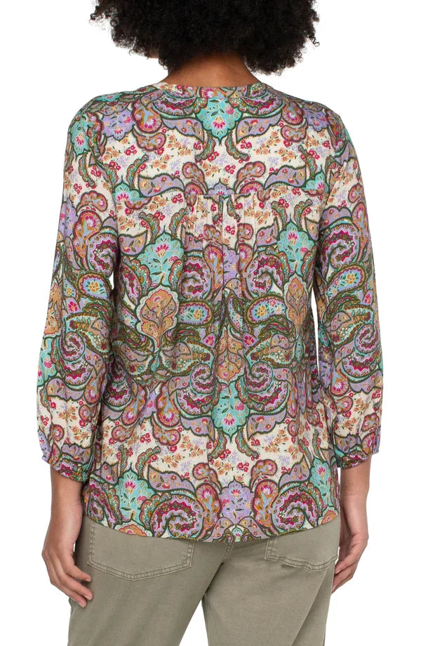 LIVERPOOL SPRING BORDER TOP with vibrant paisley design, perfect for trendy coastal style at Raggdoll Boutique.