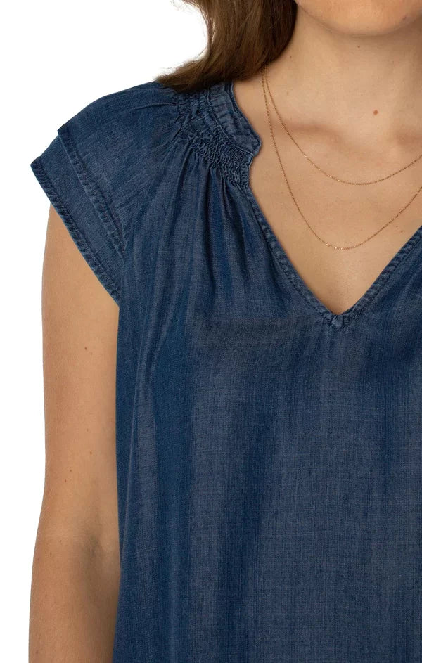 LIVERPOOL VAN NUYS DENIM DRESS featured in Raggdoll Boutique, perfect for summer outfits Texas and coastal fashion.