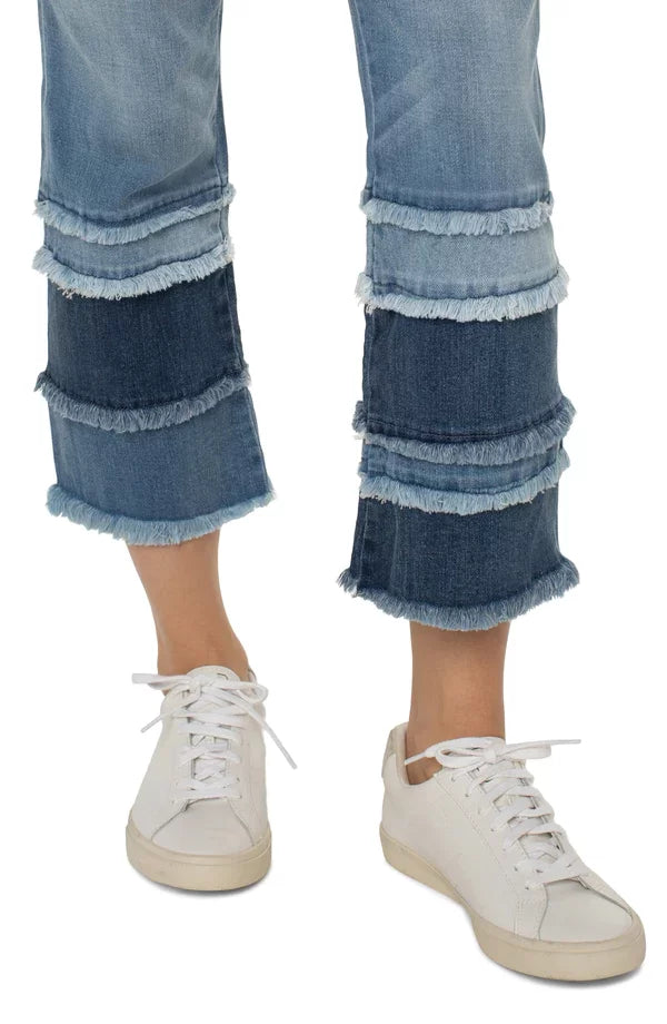 LIVERPOOL HANNAH CROP FLARE showcasing stylish frayed hem details, perfect for summer outfits from Raggdoll Boutique.