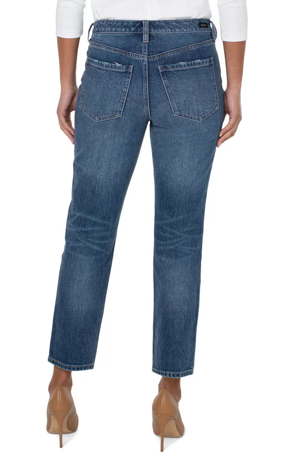 Back view of LP NON-SKINNY HI-RISE JEAN from Raggdoll Boutique, perfect for trendy coastal style. Free shipping available.