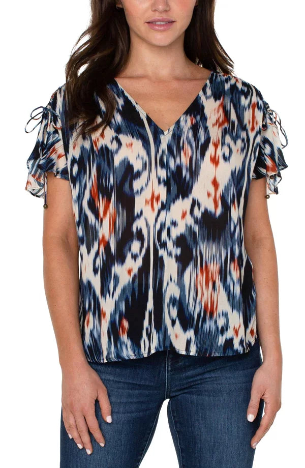 LP Ikat Dolman Top in Liverpool exclusive print, perfect for coastal boutique clothing and curvy plus size fashion.