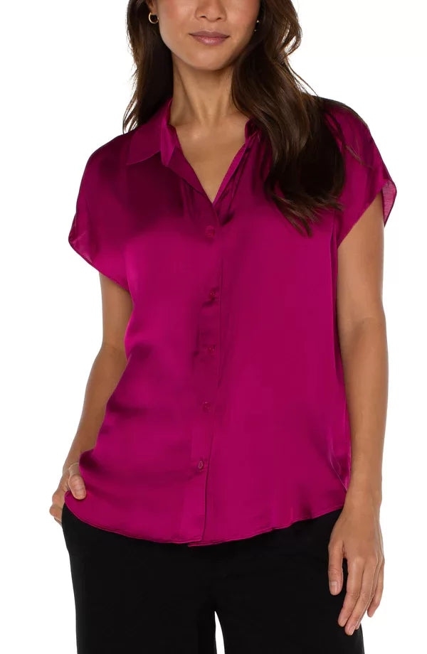 Liverpool Dolman Fushia Kiss Button-Front top from Raggdoll Boutique, perfect for summer outfits Texas.