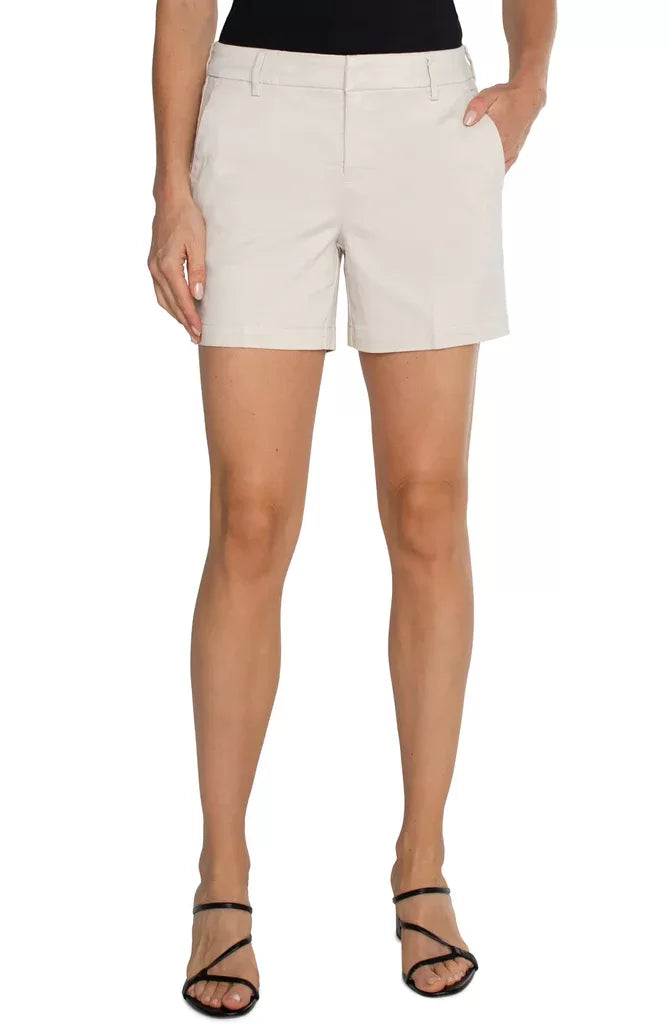 Liverpool Kelsey 5in. Trouser Shorts- Roman Stone, trendy coastal style at Raggdoll Boutique.