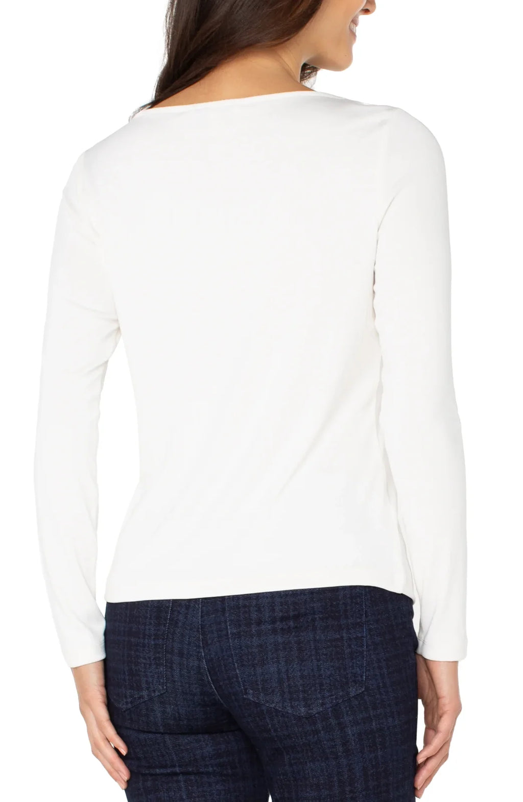 Creme Long Sleeve Boat Neck Top