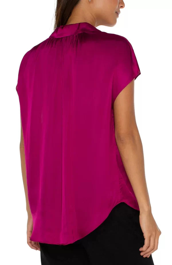 Liverpool Dolman Fushia Kiss Button-Front top back view, trendy coastal style from Raggdoll Boutique.