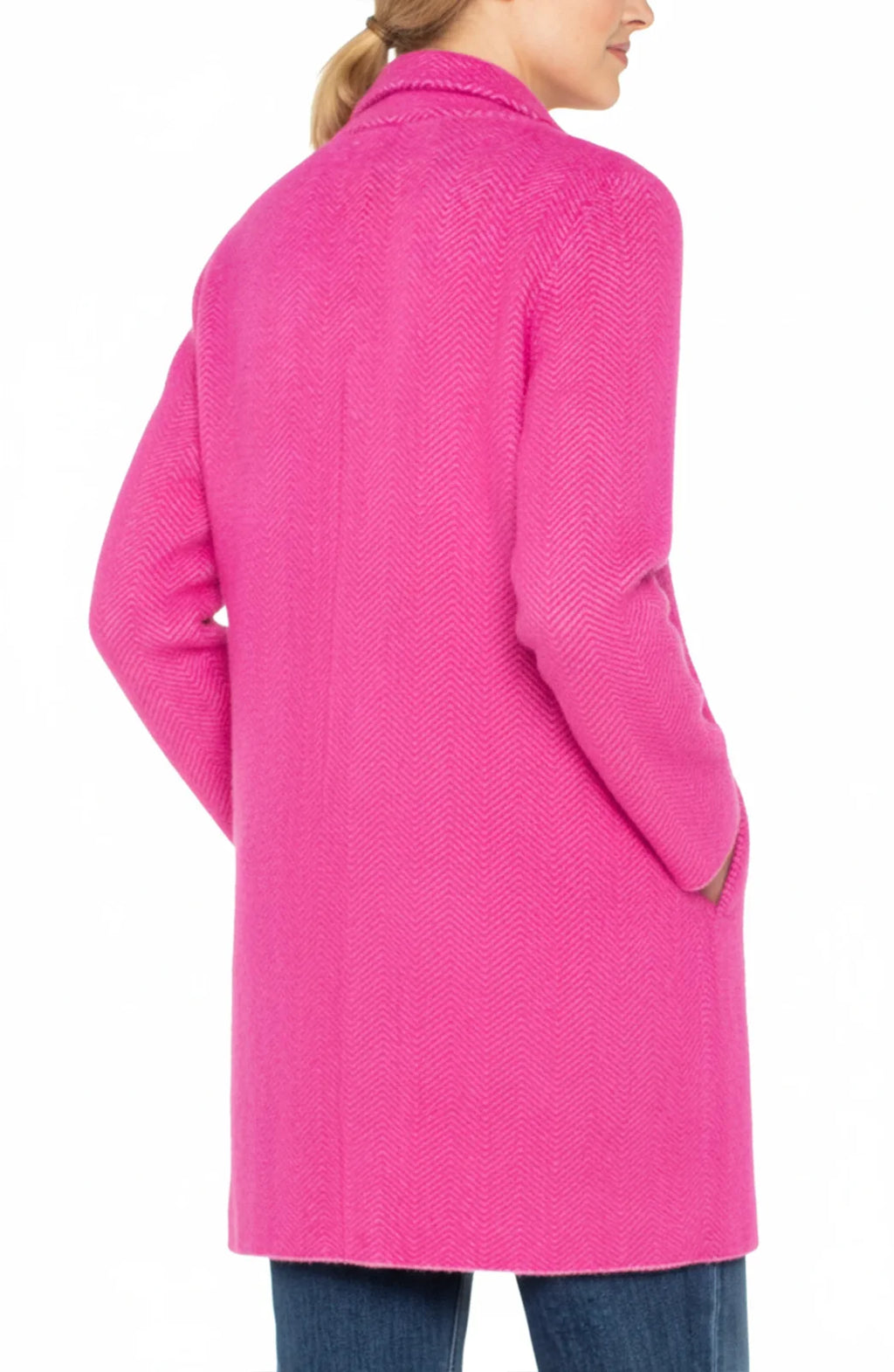 Open Front Coatigan Sweater in Deep Raspberry Pink
