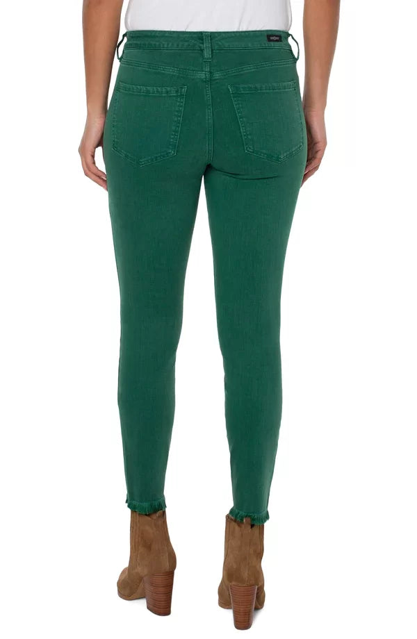 Back view of LP Emerald Green Abby Ankle Jeans showcasing trendy coastal style from Raggdoll Boutique.