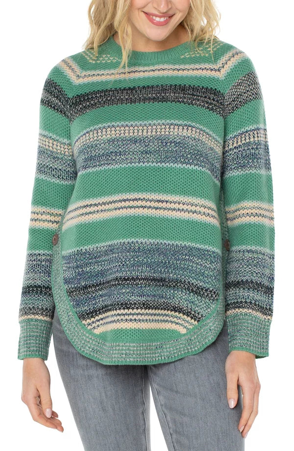 LP Emerald Multi Sweater with Button detail from Raggdoll Boutique, perfect for coastal fashion and summer outfits Texas.