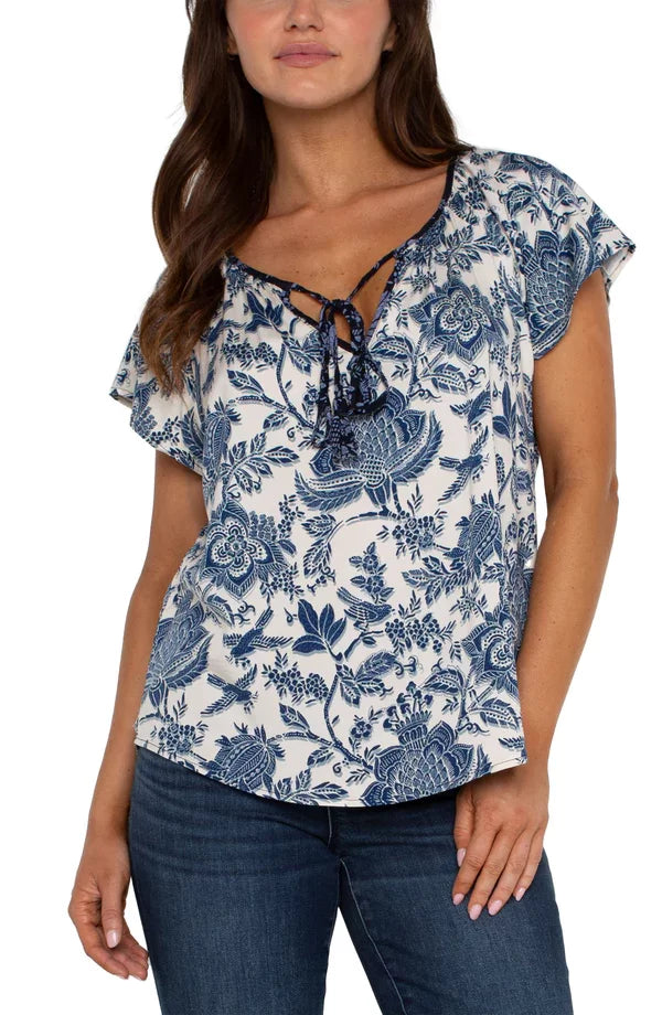 Liverpool Galaxy Floral Print Top from Raggdoll Boutique featuring trendy coastal style. Perfect for summer outfits Texas.