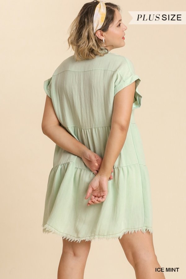 Woman wearing PLUS ICE MINT EASY DRESS from Raggdoll Boutique, showcasing trendy coastal style and summer outfits Texas.