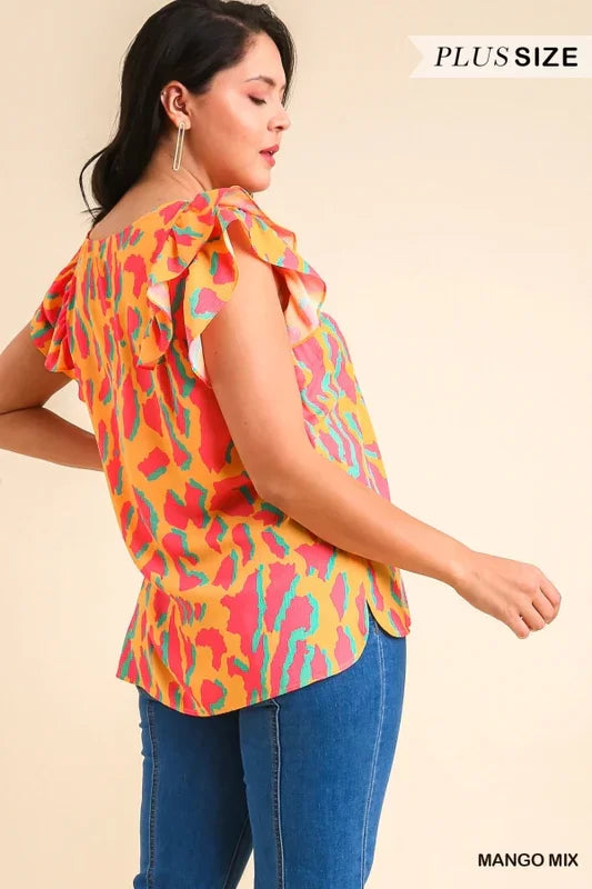 PLUS MANGO MIX TOP from Raggdoll Boutique, trendy coastal style top for summer outfits Texas.