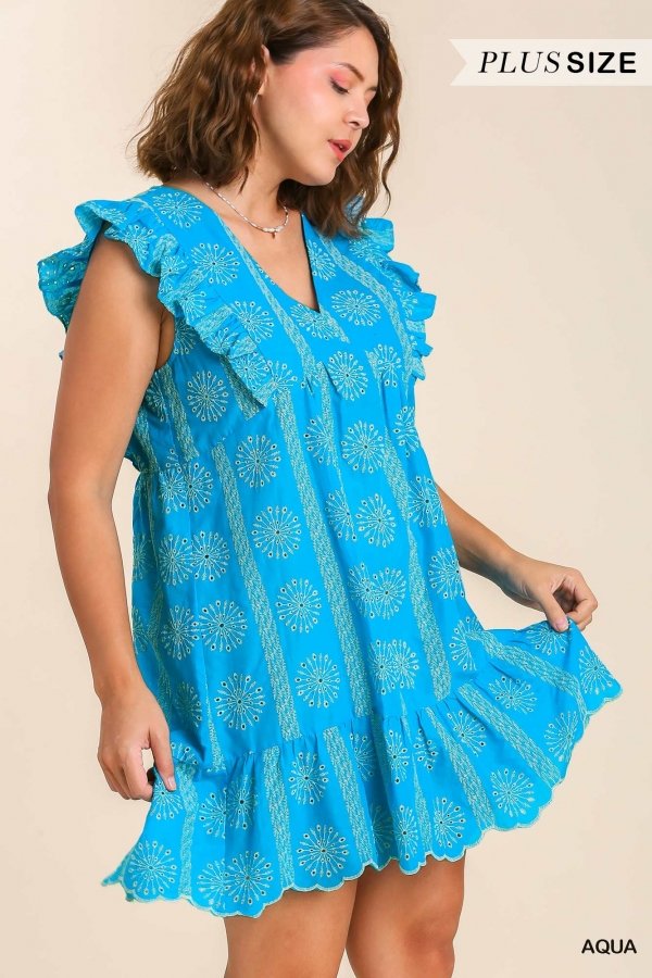 PLUS TURQUOISE EYELET DRESS from Raggdoll Boutique, perfect for summer outfits and coastal fashion.