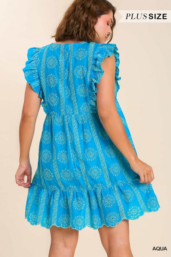 PLUS TURQUOISE EYELET DRESS from Raggdoll Boutique, perfect for summer outfits Texas and coastal fashion.