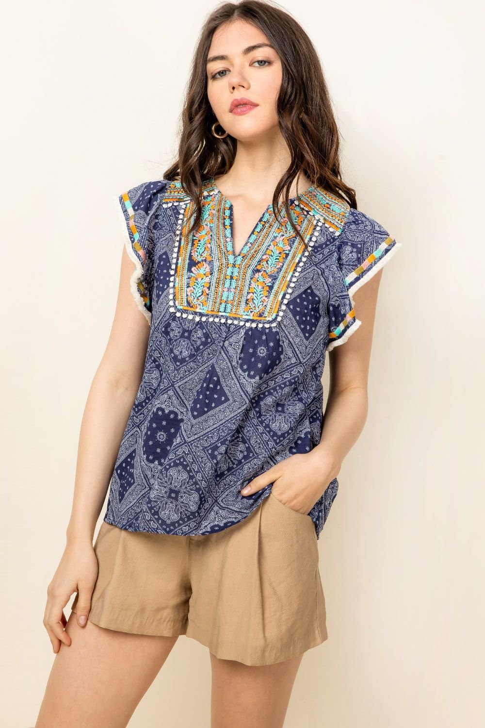 EMBROIDERED BANDANA TOP from Raggdoll Boutique, perfect for trendy coastal style and summer outfits Texas.