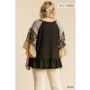 PLUS BLACK TOP WITH PRINTED SLEEVE DETAILS from Raggdoll Boutique, perfect for trendy coastal style this summer.