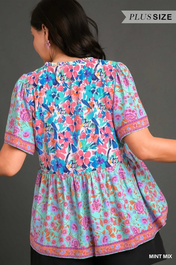 Plus size MINT FLORAL MIX top from Raggdoll Boutique, perfect for trendy coastal style and summer outfits Texas.