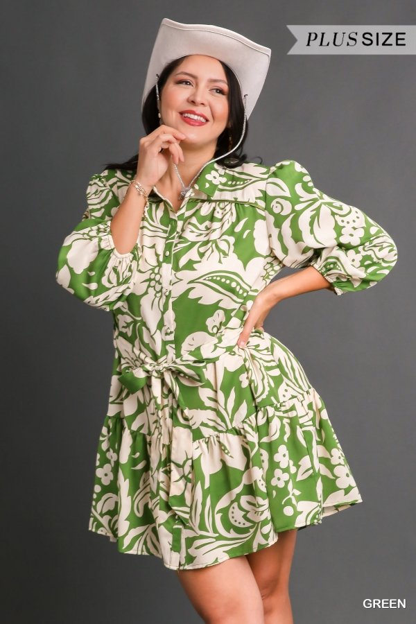 PLUS GREEN AND CREAM DRESS from Raggdoll Boutique, perfect for trendy coastal style and summer outfits Texas.
