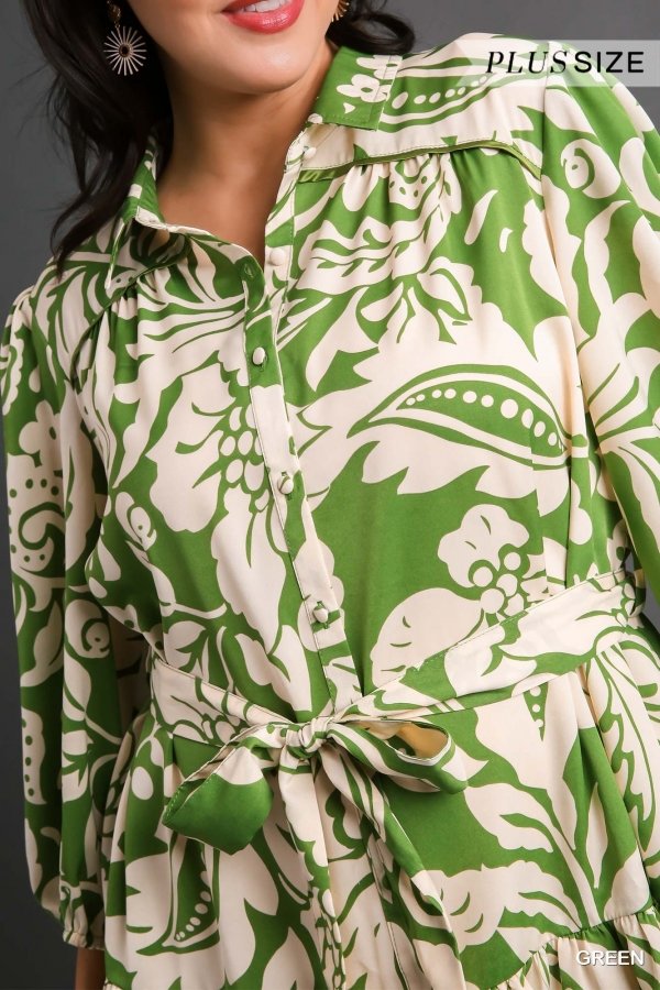 PLUS GREEN AND CREAM DRESS from Raggdoll Boutique, trendy coastal style, perfect for summer outfits Texas.